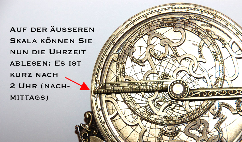 Astrolabium - Uhrzeit ablesen