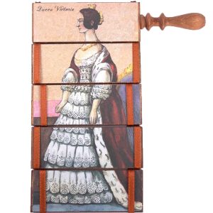 Jakobsleiter mit historischen Motiv, auch Jacob's Ladder, Jacobsleiter oder Zauberklapperschlange genannt. Ein klassisches Physik-Spielzeug